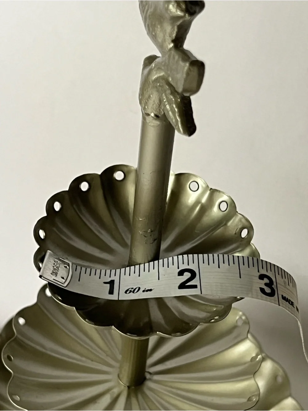 Beautiful bird accented Three Tiered heavy silvery gray jewelry holder/display.